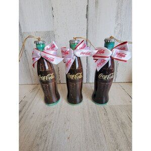 Vintage plastic Coca-Cola bottle ornament Xmas set coke